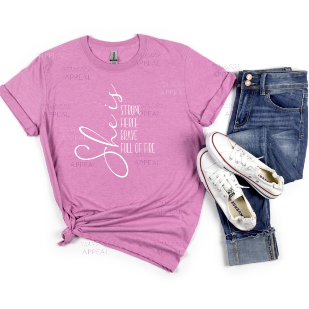 "She Is" Encouragement Custom Tee; Sizes S, M, L, XL